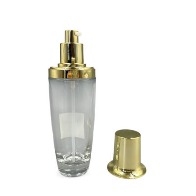 couleur adaptée aux besoins du client par lotion cosmétique ovale transparente de chapeau d'or de la bouteille 100ml