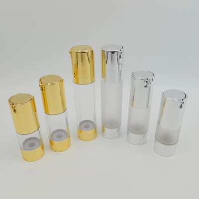 Couleur argentée brillante 15ml, 30ml, de prix usine soins de la peau 50ml empaquetant la bouteille privée d'air de luxe 2022