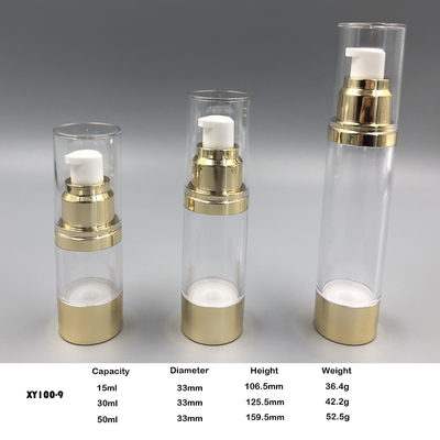 15ml, 30ml, bouteille privée d'air de pompe d'emballage des soins de la peau 50ml