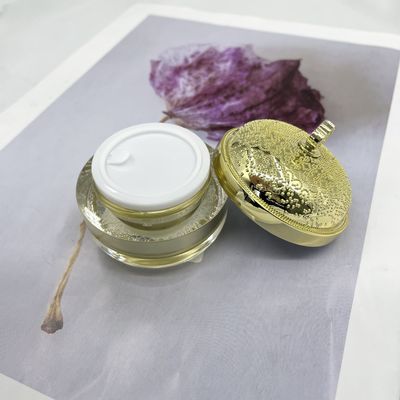 Le rond de luxe du pot 5g 15g de crème de conteneurs cosmétiques en plastique clairs d'or a métallisé