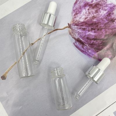 le cosmétique en verre de 10ml 15ml met la forme en bouteille droite avec le compte-gouttes en aluminium d'huile