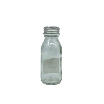 Renversez non la bouteille cosmétique en verre de l'emballage 60ml de soins de la peau avec le chapeau en aluminium