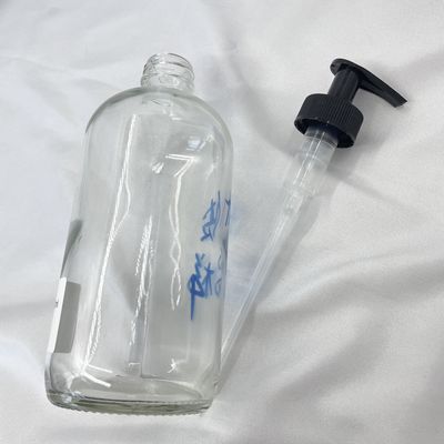 Anti UV des soins de la peau 500ml en verre de liquide transparent de bouteille avec la pompe de lotion