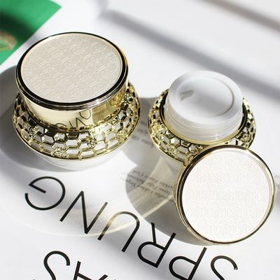 Acrylique vide 30g 50g PMMA de pots de crème de visage d'or de luxe pour le cosmétique
