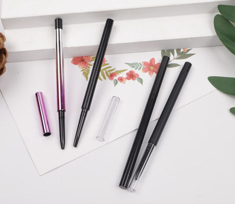 Solide mince escamotable de couleur de noir de corps de crayon de sourcil de tête ronde