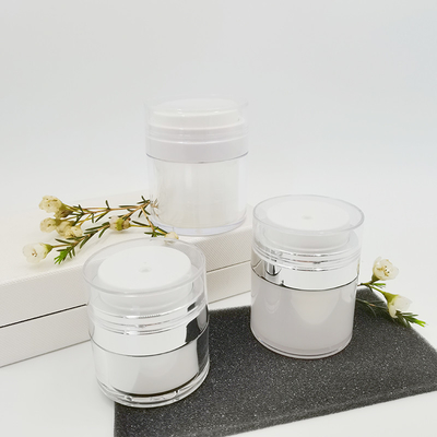 15 / outils portatifs de maquillage de voyage de la pompe 30/50g de pot de conteneur facile à utiliser cosmétique crème acrylique vide privé d'air de bouteille